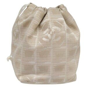 CHANEL New Travel Line Purse Pouch Nylon Beige CC Auth yk17133